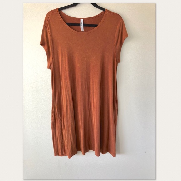 RVCA Rust Orange Distressed Shift Dress Size 10 - Picture 2 of 7